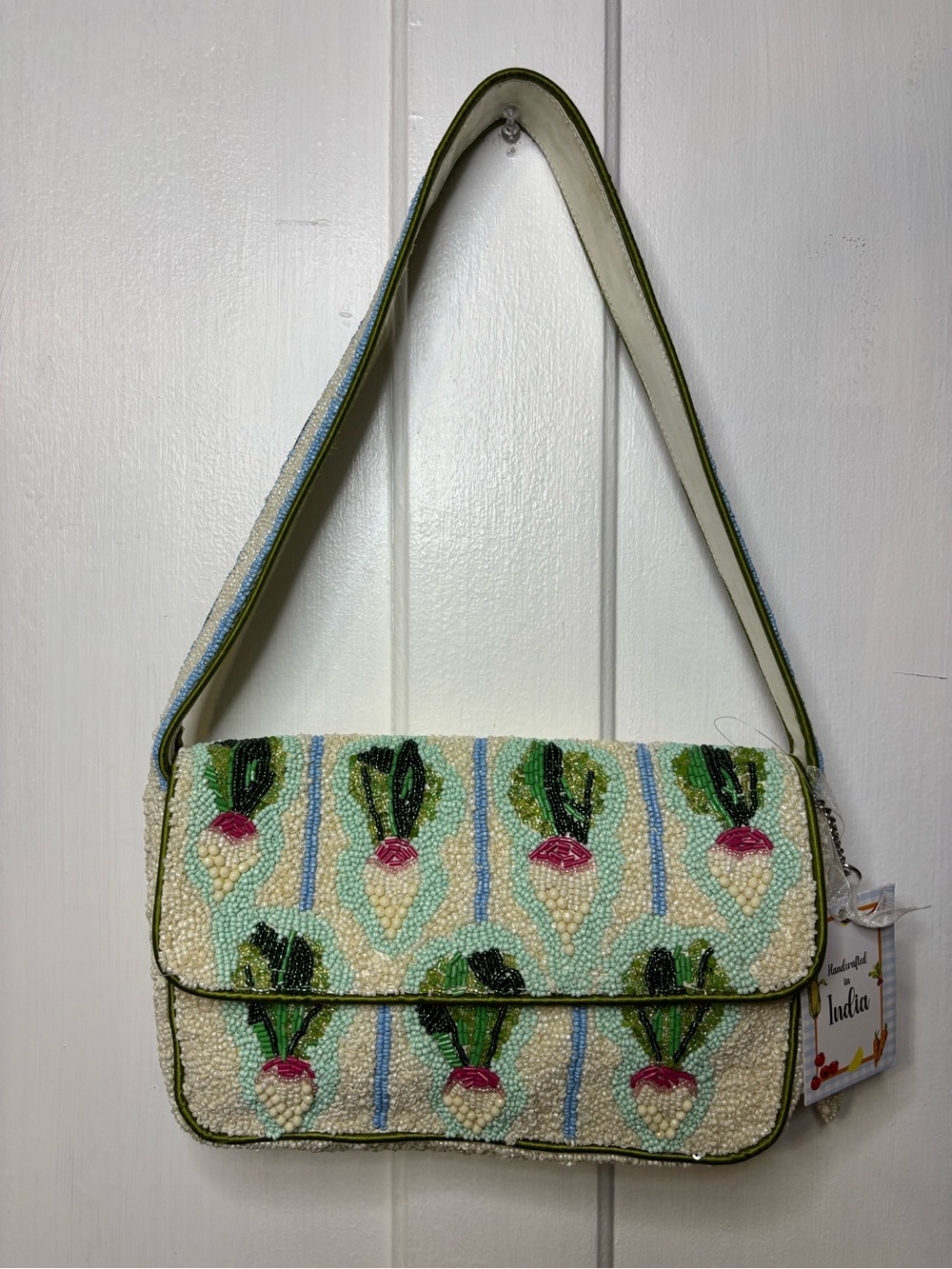 NWT Raddish Beaded Shoulder Bag w/charm Handcrafted in India